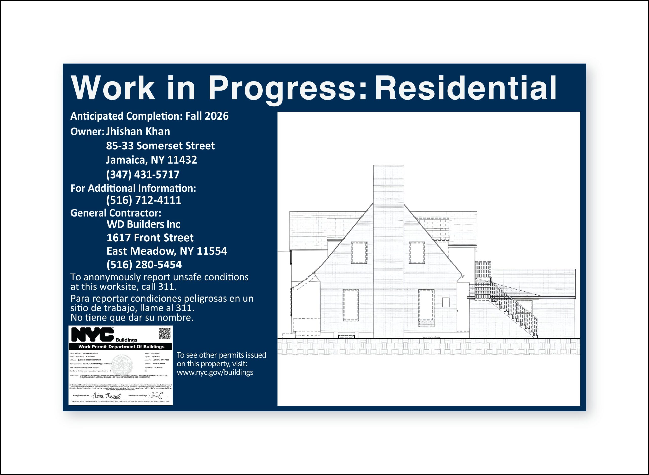 Residential Work In Progress Signs